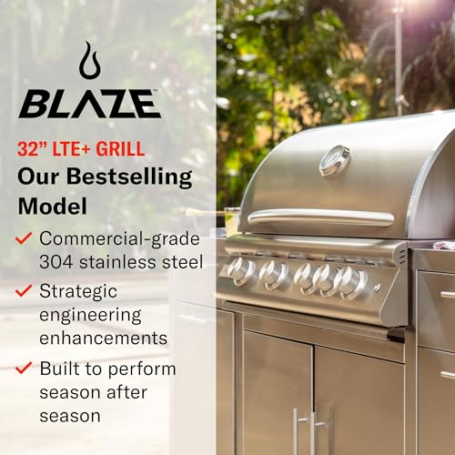 Blaze Gas Grill | 32-inch Built-in Natural Gas Grill | 4 Burner BBQ | Premium Outdoor Kitchen Grilling Experience | Best in Class Warranty | LTE+ |