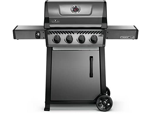Napoleon Freestyle 425 Propane Gas Outdoor Grill, Graphite Grey – 4-Burner Backyard BBQ for Home Grilling