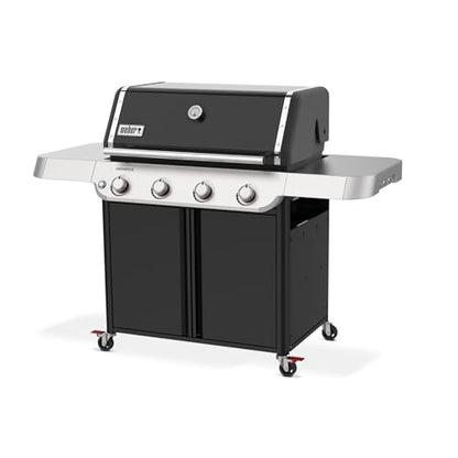 Weber Genesis E-415 Liquid Propane Gas Grill for Outdoor Cooking, 4 Burners, Black – Porcelain-Enameled Cast-Iron Grates & PureBlu Burners