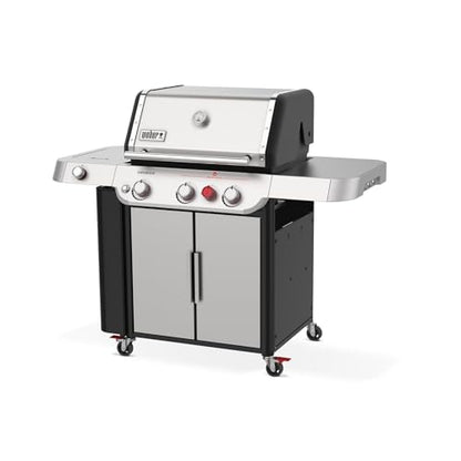 Weber Genesis S-335 Liquid Propane Gas Grill for Outdoor Cooking, Stainless Steel, 3 Burners and 1 Side Burner – Stainless Steel Cooking Grates