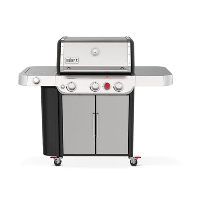 Weber Genesis S-335 Liquid Propane Gas Grill for Outdoor Cooking, Stainless Steel, 3 Burners and 1 Side Burner – Stainless Steel Cooking Grates