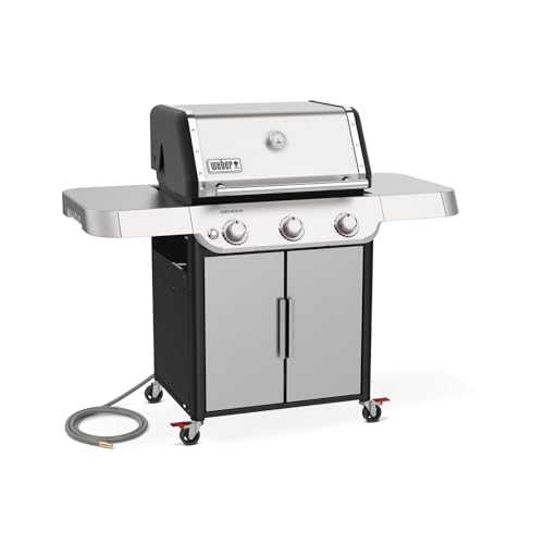 Weber Genesis S-315 Natural Gas Grill for Outdoor Cooking, Stainless Steel, 3 Burners – Stainless Steel Cooking Grates & PureBlu Burners