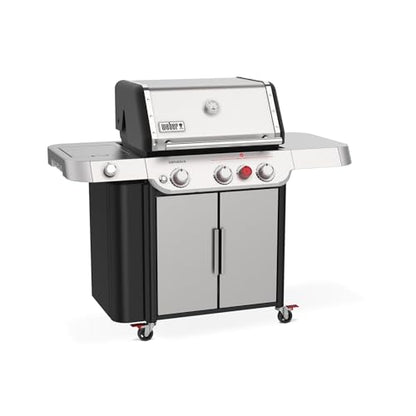 Weber Genesis S-335 Liquid Propane Gas Grill for Outdoor Cooking, Stainless Steel, 3 Burners and 1 Side Burner – Stainless Steel Cooking Grates