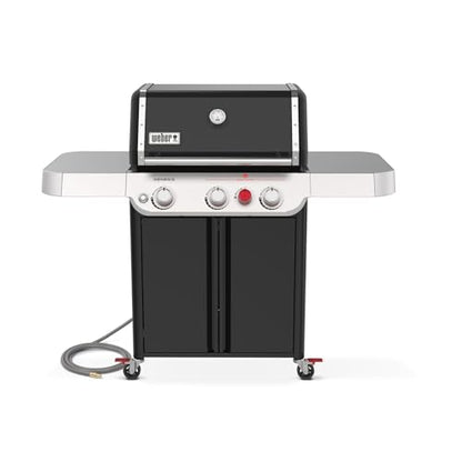 Weber Genesis E-325 Natural Gas Grill for Outdoor Cooking, 3 Burners, Black – Porcelain-Enameled, Cast-Iron Grates, PureBlu Burners & Sear Zone