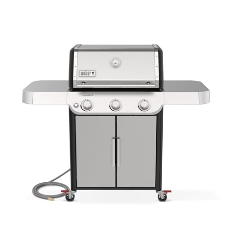 Weber Genesis S-315 Natural Gas Grill for Outdoor Cooking, Stainless Steel, 3 Burners – Stainless Steel Cooking Grates & PureBlu Burners