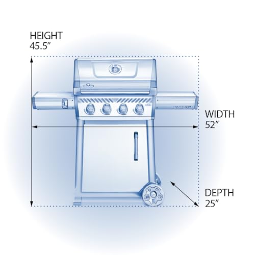 Napoleon Freestyle 425 Propane Gas Outdoor Grill, Graphite Grey – 4-Burner Backyard BBQ for Home Grilling