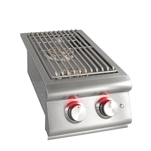 Heavy-Duty Stainless Steel Outdoor | Blaze Double Side Burner Natural Gas Grill Barbeque | LED Lights Thermometer | Best Of Backyard For Grilling