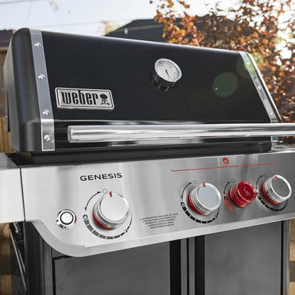 Weber Genesis E-325 Natural Gas Grill for Outdoor Cooking, 3 Burners, Black – Porcelain-Enameled, Cast-Iron Grates, PureBlu Burners & Sear Zone