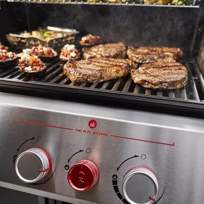 Weber Genesis E-415 Liquid Propane Gas Grill for Outdoor Cooking, 4 Burners, Black – Porcelain-Enameled Cast-Iron Grates & PureBlu Burners