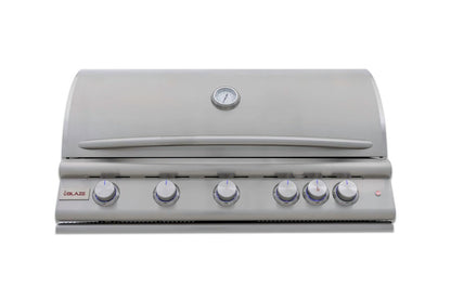 Blaze Premium LTE+ 40-Inch 5-Burner Built-In Natural Gas Grill | Stainless Steel Outdoor BBQ with Rear Infrared Burner, LED Control Knobs &