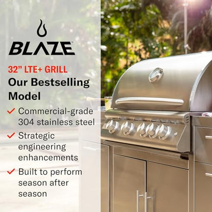 Blaze Gas Grill | 32-inch Built-in Natural Gas Grill | 4 Burner BBQ | Premium Outdoor Kitchen Grilling Experience | Best in Class Warranty | LTE+ |