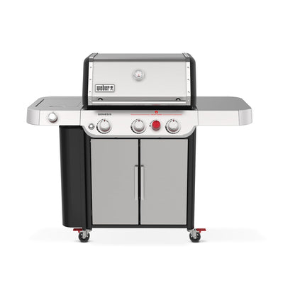 Weber Genesis E-415 Liquid Propane Gas Grill for Outdoor Cooking, 4 Burners, Black – Porcelain-Enameled Cast-Iron Grates & PureBlu Burners