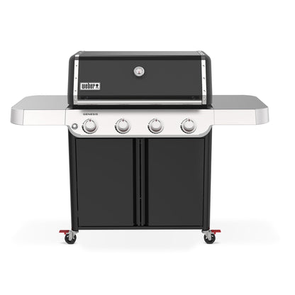 Weber Genesis E-415 Liquid Propane Gas Grill for Outdoor Cooking, 4 Burners, Black – Porcelain-Enameled Cast-Iron Grates & PureBlu Burners