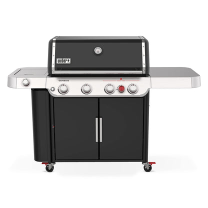 Weber Genesis E-415 Liquid Propane Gas Grill for Outdoor Cooking, 4 Burners, Black – Porcelain-Enameled Cast-Iron Grates & PureBlu Burners