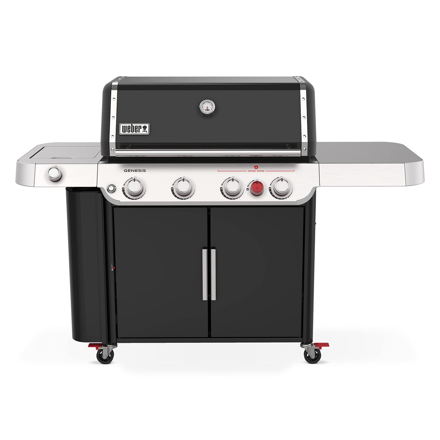 Weber Genesis E-435 Liquid Propane Gas Grill for Outdoor Cooking, 4 Burners and 1 Side Burner, Black – Porcelain-Enameled Cast-Iron Grates, PureBlu